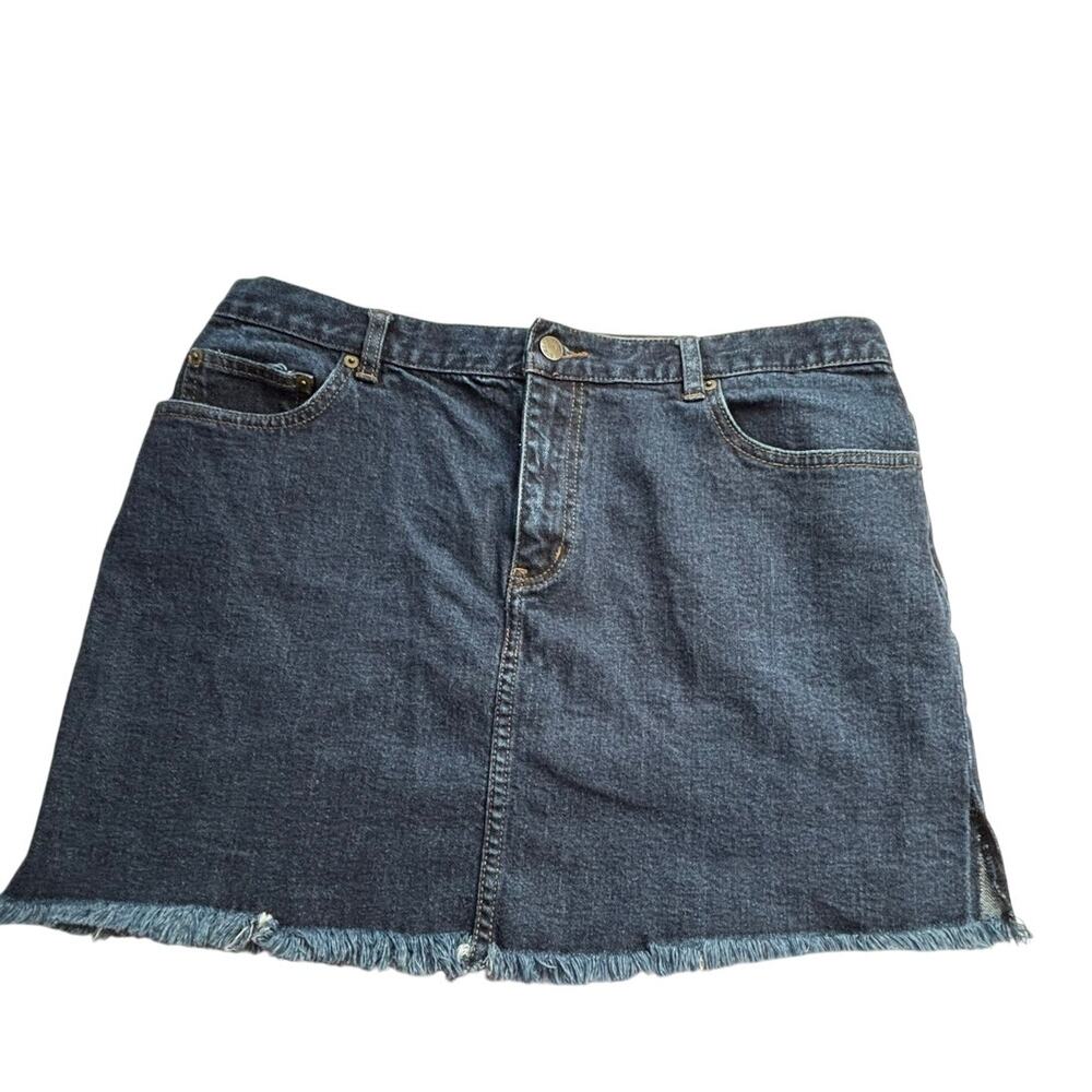 Lauren Jeans Co. Dark Wash Mini Skirt Frayed Bottom Size 14